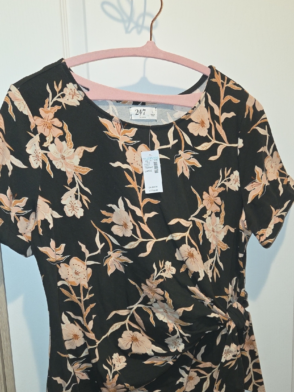 Maurices Black Dress with Peach Floral Print